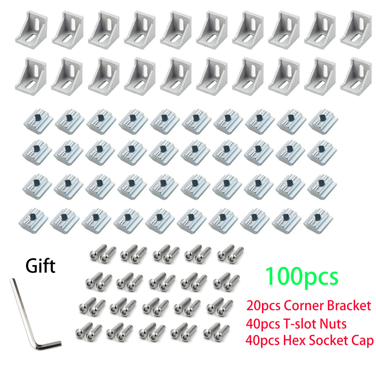 Aluminum T-Slot Profile - 100 Chiếc 2020 Nhôm Hồ Sơ