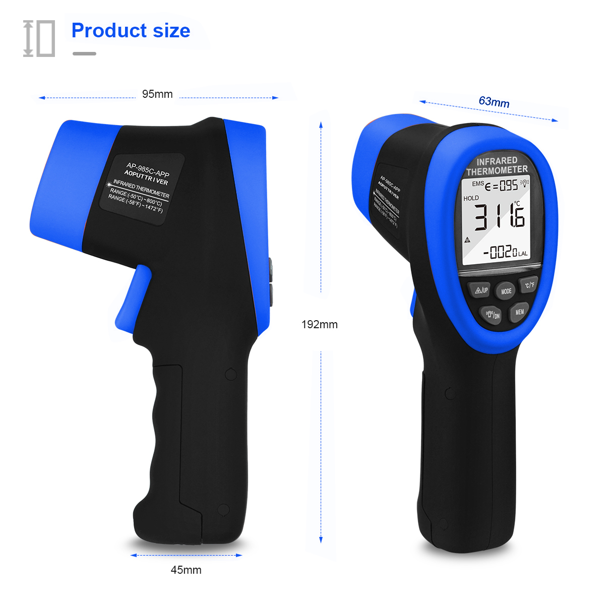 HoldPeak IR Thermometer Gun -5 - đánh giá và giá Industrial Laser Temperature